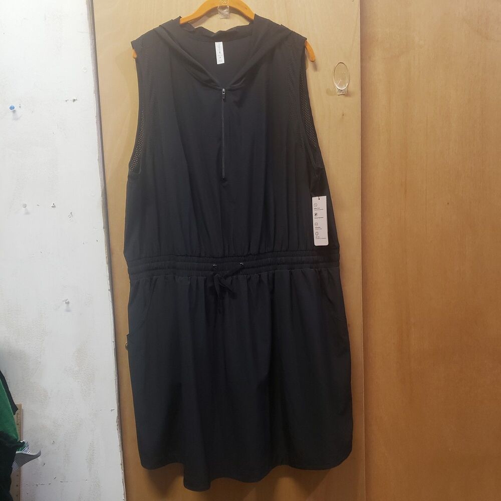 NWT Ideology Zip Front Black Sleeveless Hooded Women's dress Plus Size 3X ZZZ